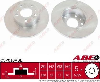 ABE C3P016ABE - Bremžu diski autodraugiem.lv