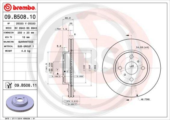 A.B.S. 09.B508.10 - Bremžu diski autodraugiem.lv