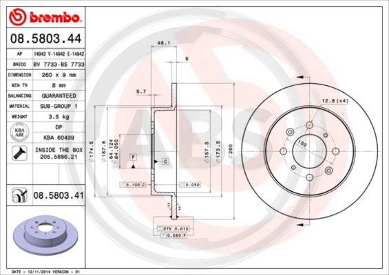 A.B.S. 08.5803.44 - Bremžu diski autodraugiem.lv