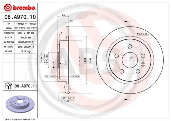 A.B.S. 08.A970.11 - Bremžu diski autodraugiem.lv