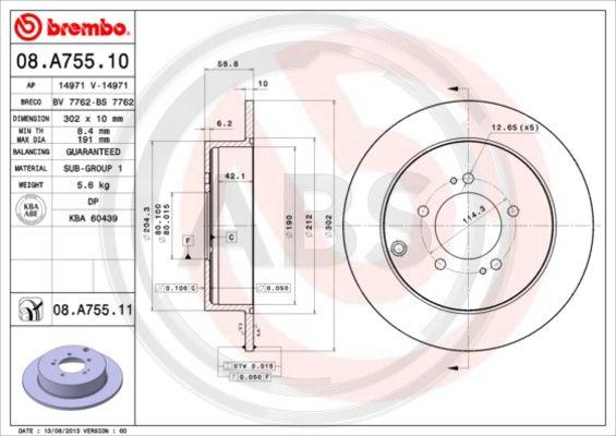 A.B.S. 08.A755.11 - Bremžu diski autodraugiem.lv