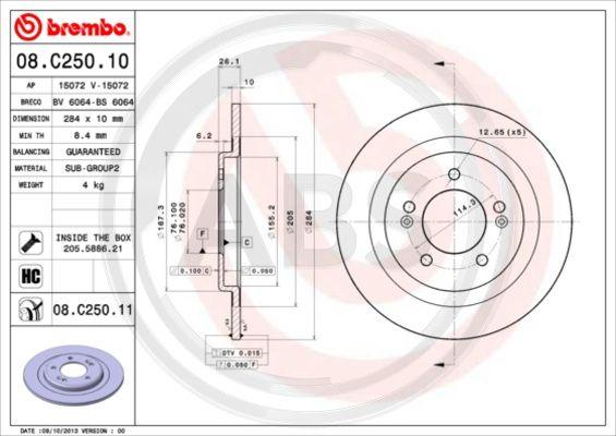 A.B.S. 08.C250.11 - Bremžu diski autodraugiem.lv