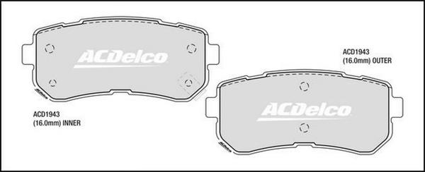 ACDelco ACD1943 - Bremžu uzliku kompl., Disku bremzes autodraugiem.lv