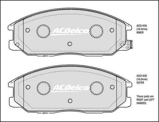 ACDelco ACD1450 - Bremžu uzliku kompl., Disku bremzes autodraugiem.lv