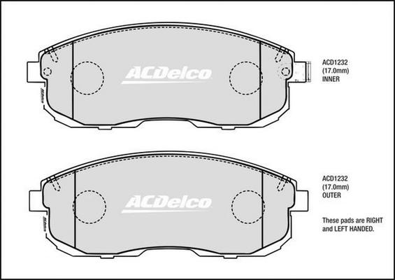 ACDelco ACD1232 - Bremžu uzliku kompl., Disku bremzes autodraugiem.lv