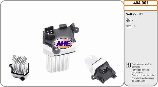 AHE 404.001 - Vadības bloks, Elektroventilators (Motora dzesēšana) autodraugiem.lv