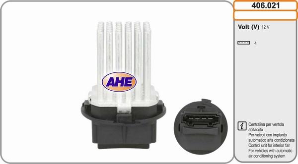 AHE 406.021 - Vadības bloks, Elektroventilators (Motora dzesēšana) autodraugiem.lv