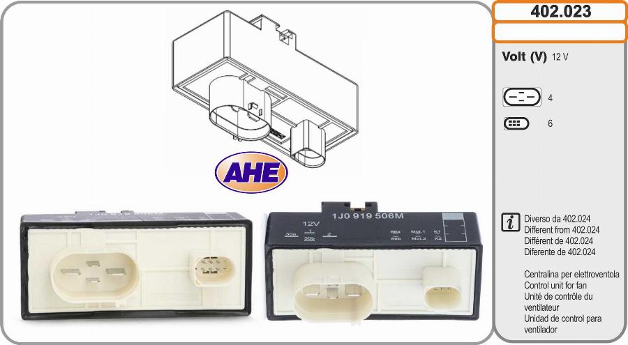 AHE 402.023 - Vadības bloks, Elektroventilators (Motora dzesēšana) autodraugiem.lv
