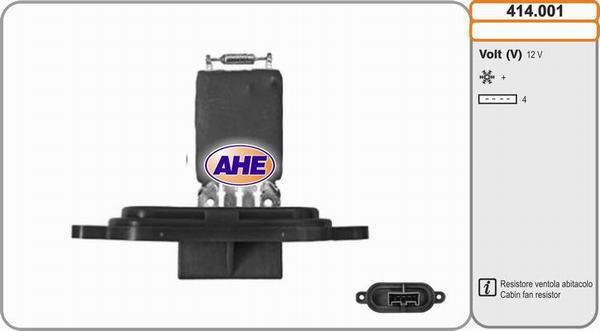 AHE 414.001 - Papildus rezistors, Elektromotors-Radiatora ventilators autodraugiem.lv