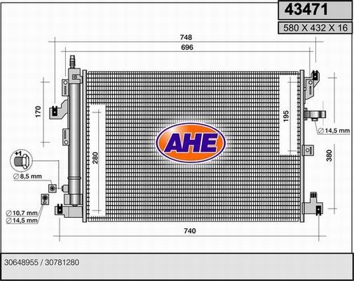 AHE 43471 - Kondensators, Gaisa kond. sistēma autodraugiem.lv