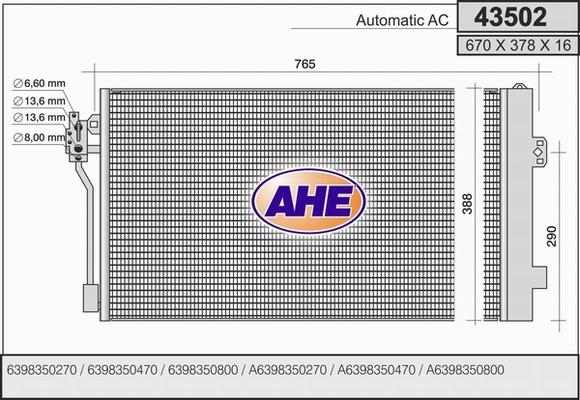 AHE 43502 - Kondensators, Gaisa kond. sistēma autodraugiem.lv