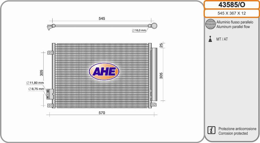 AHE 43585/O - Kondensators, Gaisa kond. sistēma autodraugiem.lv