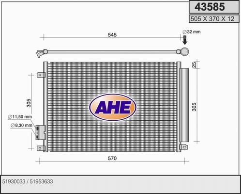 AHE 43585 - Kondensators, Gaisa kond. sistēma autodraugiem.lv