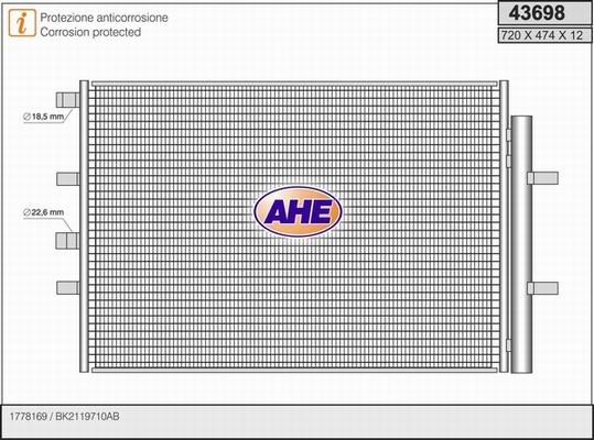 AHE 43698 - Kondensators, Gaisa kond. sistēma autodraugiem.lv
