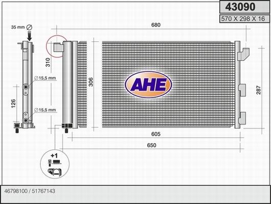 AHE 43090 - Kondensators, Gaisa kond. sistēma autodraugiem.lv