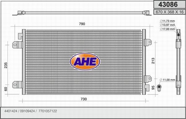 AHE 43086 - Kondensators, Gaisa kond. sistēma autodraugiem.lv