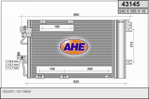 AHE 43145 - Kondensators, Gaisa kond. sistēma autodraugiem.lv