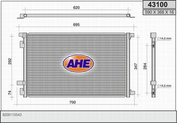 AHE 43100 - Kondensators, Gaisa kond. sistēma autodraugiem.lv