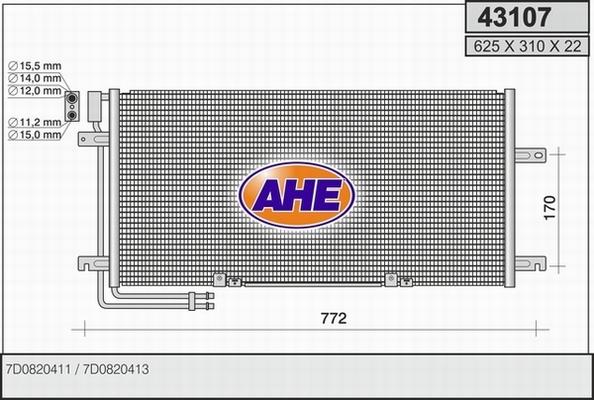 AHE 43107 - Kondensators, Gaisa kond. sistēma autodraugiem.lv