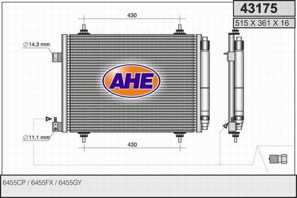 AHE 43175 - Kondensators, Gaisa kond. sistēma autodraugiem.lv