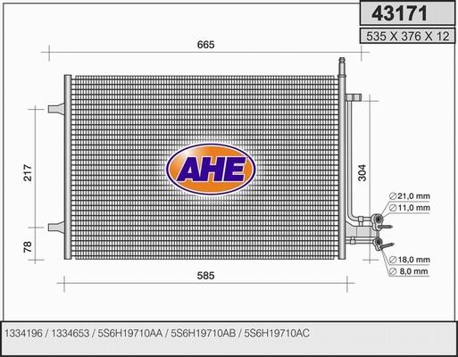 AHE 43171 - Kondensators, Gaisa kond. sistēma autodraugiem.lv