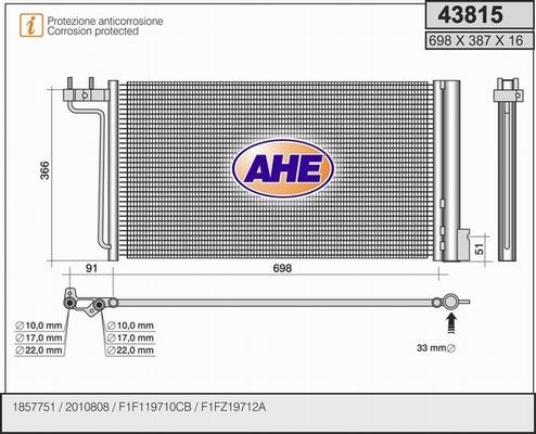 AHE 43815 - Kondensators, Gaisa kond. sistēma autodraugiem.lv