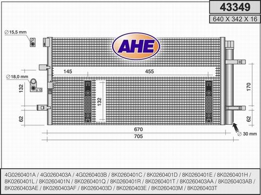 AHE 43349 - Kondensators, Gaisa kond. sistēma autodraugiem.lv