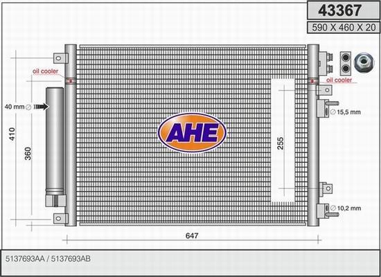 AHE 43367 - Kondensators, Gaisa kond. sistēma autodraugiem.lv