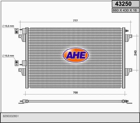 AHE 43250 - Kondensators, Gaisa kond. sistēma autodraugiem.lv