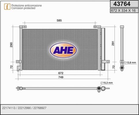 AHE 43764 - Kondensators, Gaisa kond. sistēma autodraugiem.lv