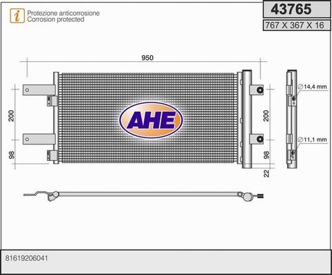 AHE 43765 - Kondensators, Gaisa kond. sistēma autodraugiem.lv