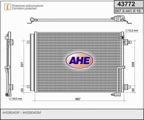 AHE 43772 - Kondensators, Gaisa kond. sistēma autodraugiem.lv