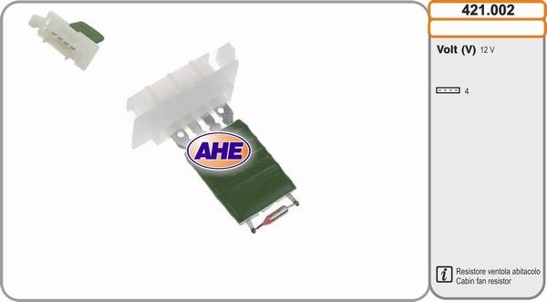 AHE 421.002 - Papildus rezistors, Elektromotors-Radiatora ventilators autodraugiem.lv