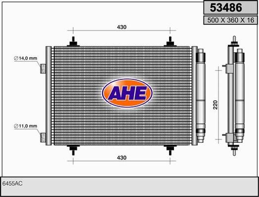AHE 53486 - Kondensators, Gaisa kond. sistēma autodraugiem.lv