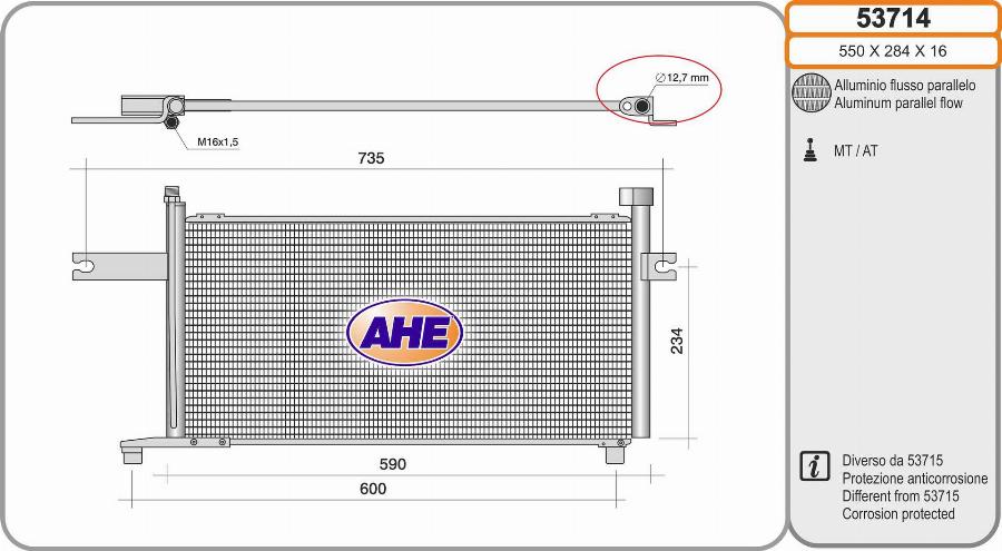 AHE 53714 - Kondensators, Gaisa kond. sistēma autodraugiem.lv