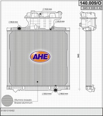 AHE 140.009/O - Radiators, Motora dzesēšanas sistēma autodraugiem.lv