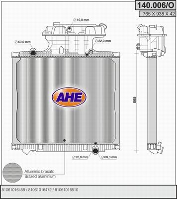 AHE 140.006/O - Radiators, Motora dzesēšanas sistēma autodraugiem.lv