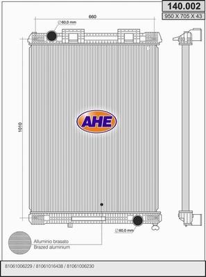AHE 140.002 - Radiators, Motora dzesēšanas sistēma autodraugiem.lv