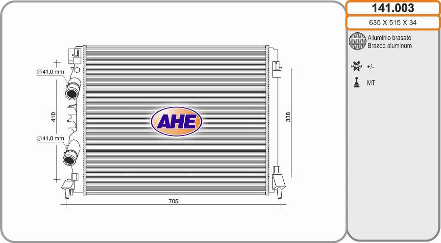 AHE 141.003 - Radiators, Motora dzesēšanas sistēma autodraugiem.lv