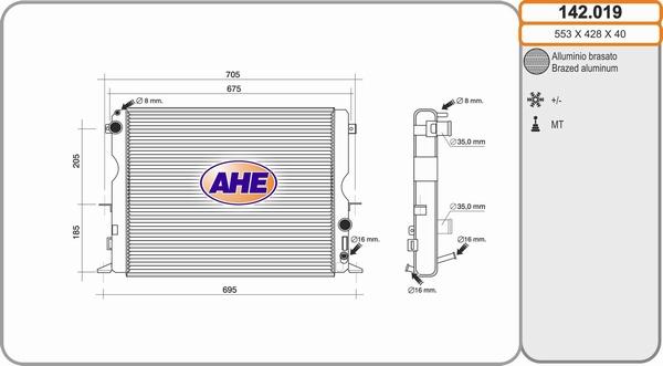 AHE 142.019 - Radiators, Motora dzesēšanas sistēma autodraugiem.lv