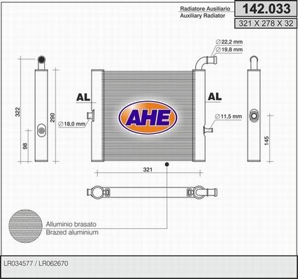 AHE 142.033 - Radiators, Motora dzesēšanas sistēma autodraugiem.lv