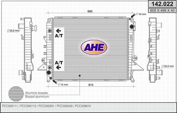 AHE 142.022 - Radiators, Motora dzesēšanas sistēma autodraugiem.lv