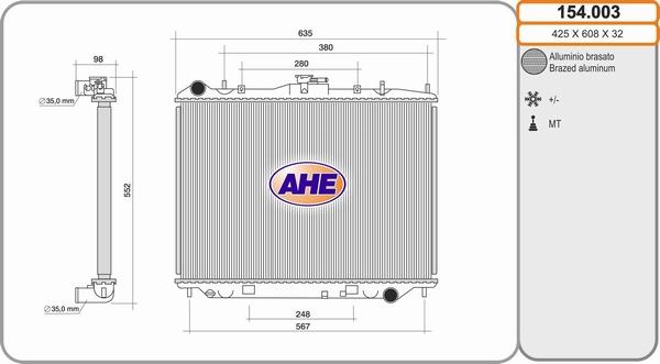 AHE 154.003 - Radiators, Motora dzesēšanas sistēma autodraugiem.lv