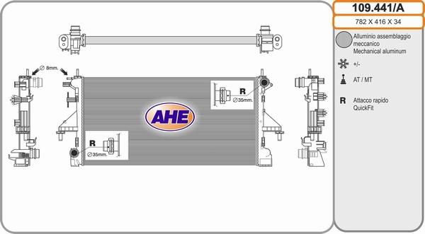 AHE 109.441/A - Radiators, Motora dzesēšanas sistēma autodraugiem.lv