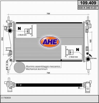 AHE 109.409 - Radiators, Motora dzesēšanas sistēma autodraugiem.lv