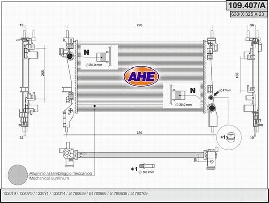 AHE 109.407/A - Radiators, Motora dzesēšanas sistēma autodraugiem.lv