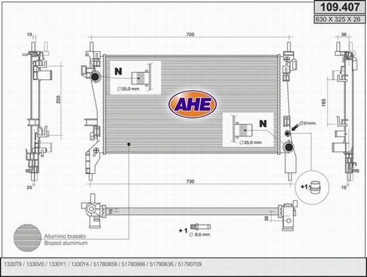 AHE 109.407 - Radiators, Motora dzesēšanas sistēma autodraugiem.lv