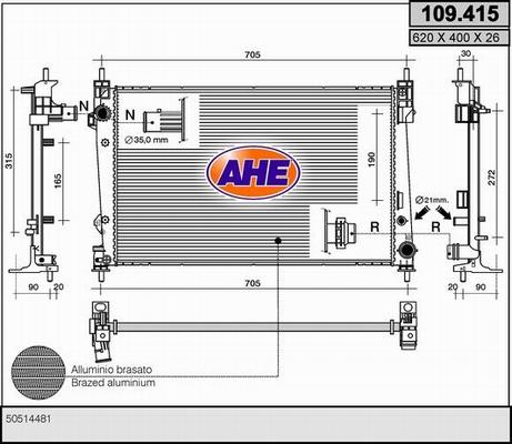 AHE 109.415 - Radiators, Motora dzesēšanas sistēma autodraugiem.lv