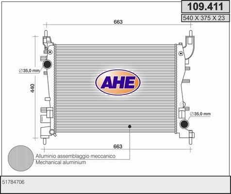 AHE 109.411 - Radiators, Motora dzesēšanas sistēma autodraugiem.lv