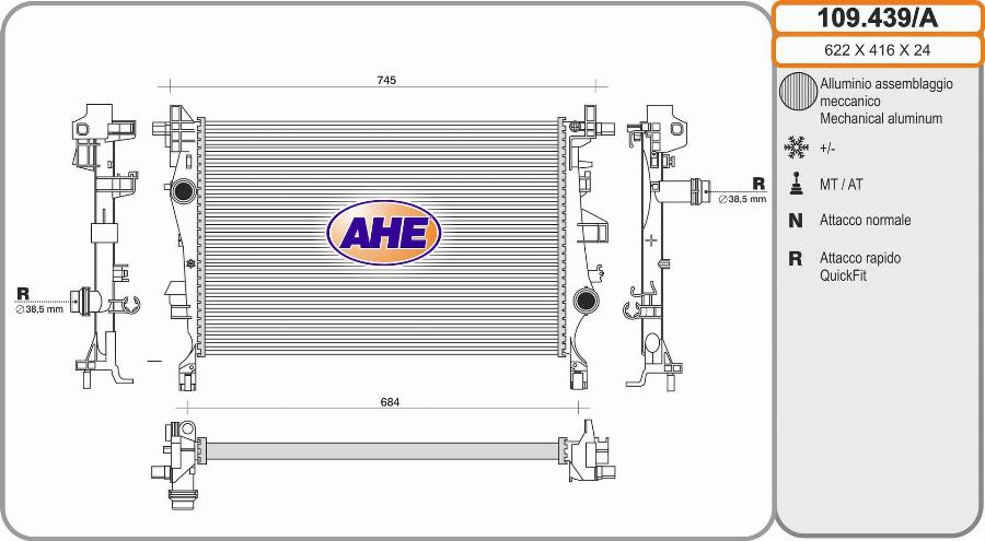 AHE 109.439/A - Radiators, Motora dzesēšanas sistēma autodraugiem.lv